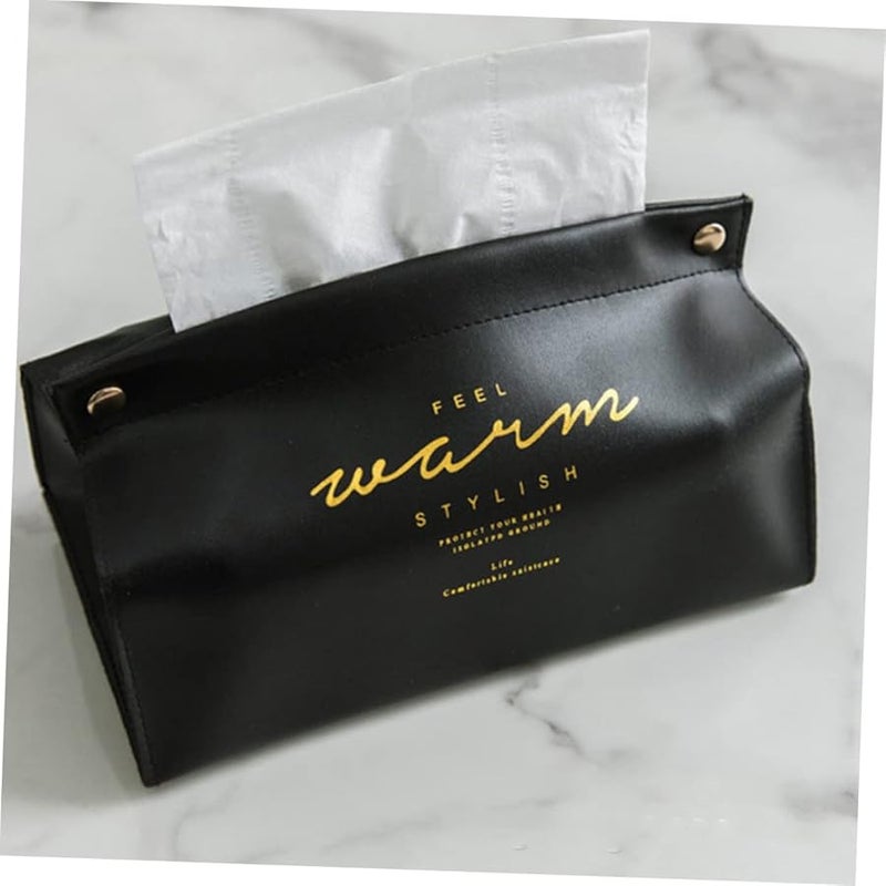 Leather Tissue Box Holder Compact Easy to Carry Paper Towel Napkin Dispenser - Image 3